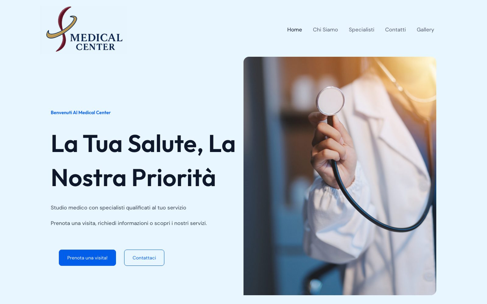Sito di Medical Center Mazara: la pagina iniziale